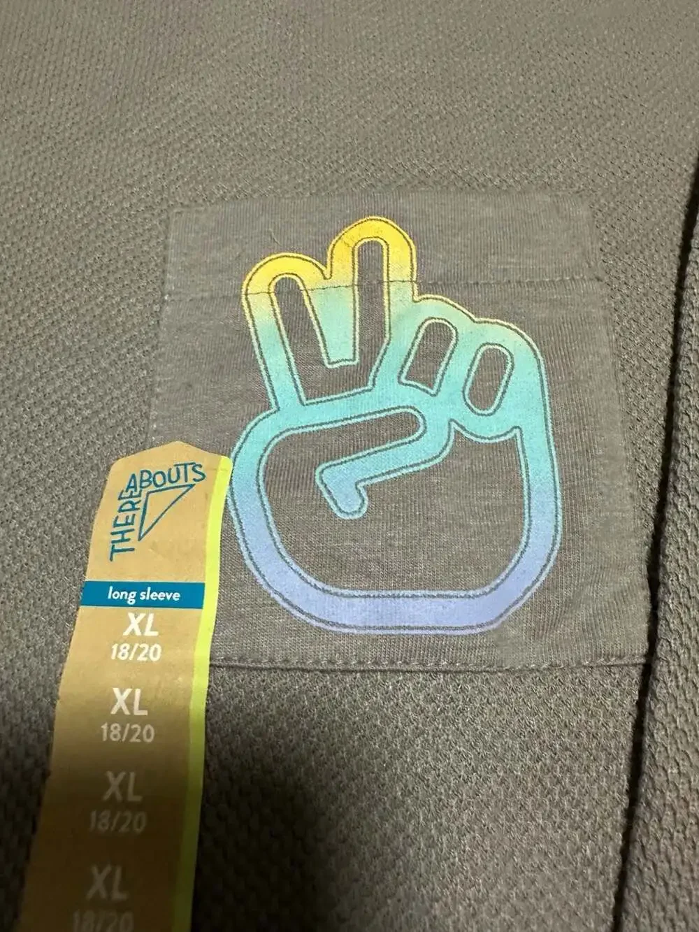 NWT Thereabouts L/S Waffle Knit Pocket Tee w/Peace Sign Graphic, Size XL Youth